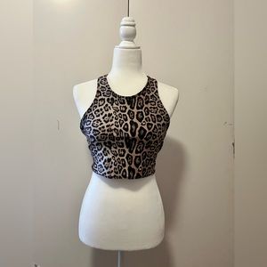 Active wear top leopard print cut out with built in sports bra!